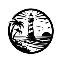 lighthouse silhouette vector illustration