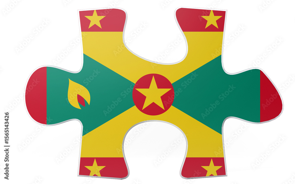 Fototapete a colorful puzzle piece isolated on a black background shows the design elements of the grenada flag