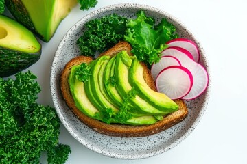 Vibrant Avocado Toast with Kale and Radishes: A Healthy and Visually Appealing Breakfast