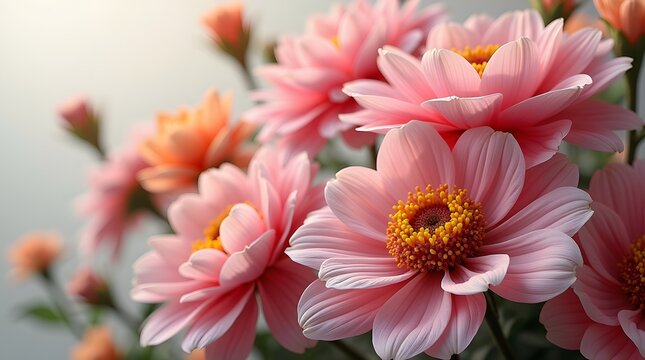 Vibrant pink chrysanthemum flowers in full bloom. A beautiful close-up floral background showcasing delicate petals and natural beauty.