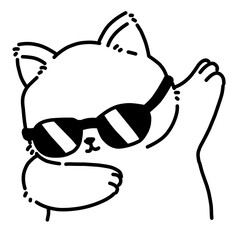 Funny cat vector line art outline illustration 