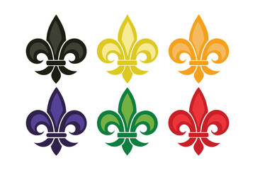 Set of luxury fleur de lis design isolated on white background