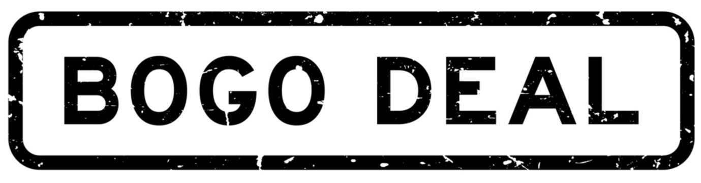 Grunge black bogo deal word square rubber seal stamp on white background