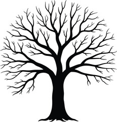 Obraz premium Minimalist Bare Tree: Winter, Nature, Branch & Root Silhouette Art