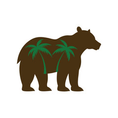 Bear Silhouette With Tropical Palm