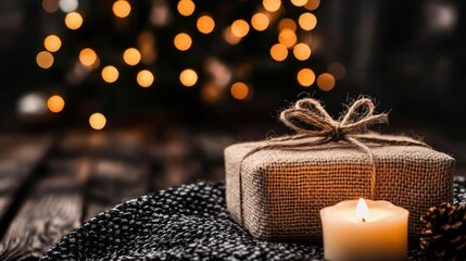 Warm Christmas Gift, Soft Lighting, Rustic Charm