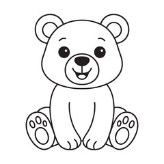 Cute cartoon bear outline, perfect for coloring book or kids' design.