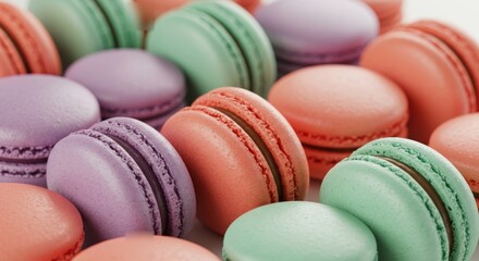 Fototapeta premium Delightful Pastel Macarons A Colorful Collection of French Pastries