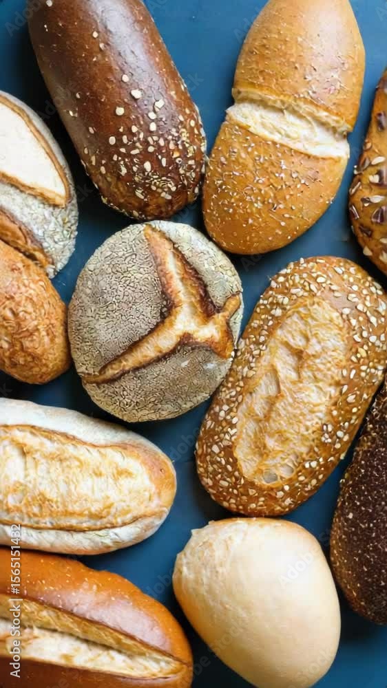 Poster a selection of breads displayed on a table
