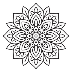 Fototapeta premium Elegant black and white mandala design for coloring or tattoo inspiration.