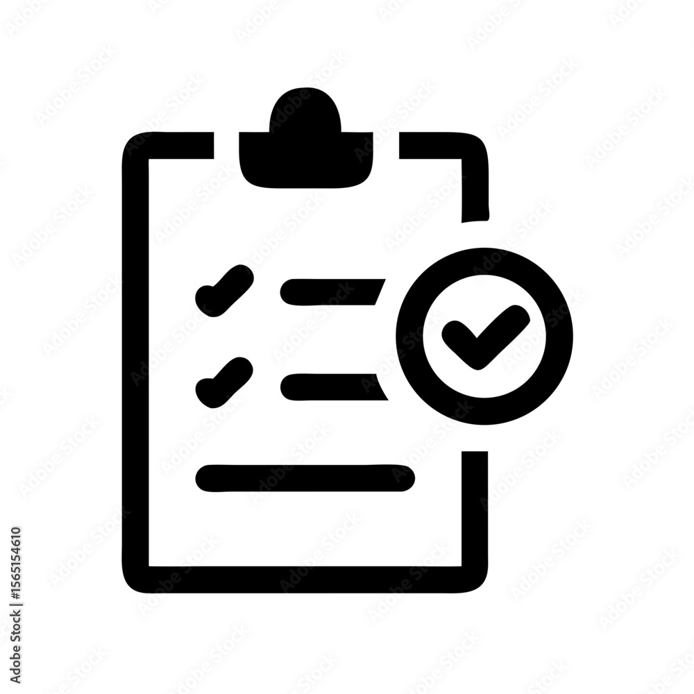 Aufkleber quality control checklist icon. checklist shows completed tasks and indicates successful quality ass