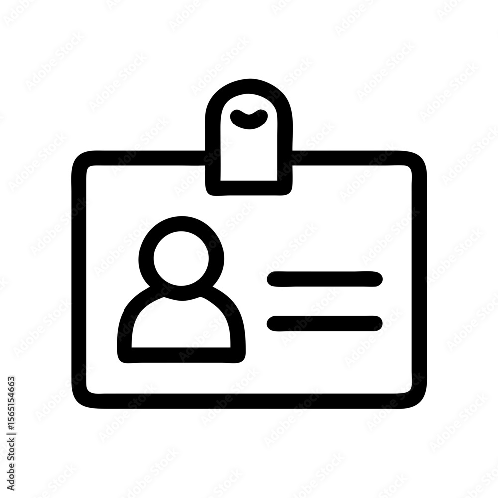 Poster simple employee badge design. corporate id card template with minimal person icon and text fields. e