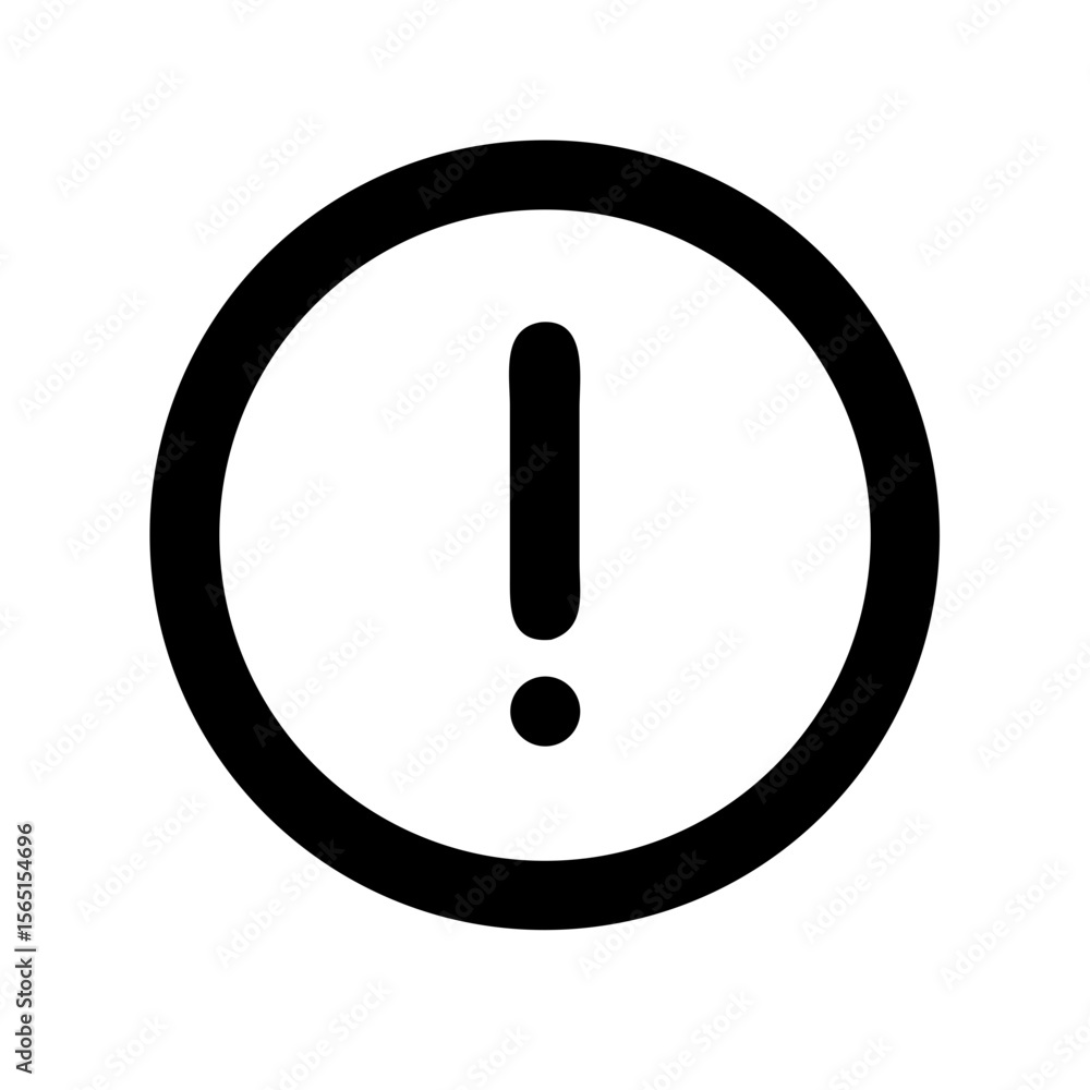Poster important notification symbol inside circle. simple exclamation mark icon in round frame. attention 