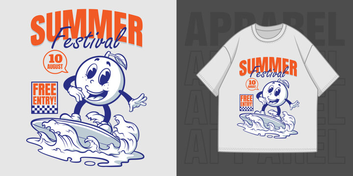 HAND DRAWING SUMMER FESTIVAL ILLUSTRATION T-SHIRT APPAREL PRINTING DESIGN