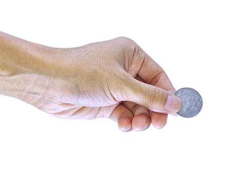 Giving Money in Coins – Economic Support Gesture - Powered by Adobe