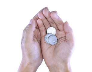 Hand Receiving a Coin – Charity or Financial Support Concept