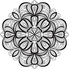Simple line designs, line drawing for practicing coloring, mandala art, line drawing for making coloring books, printing, covers, patterns on product surfaces.