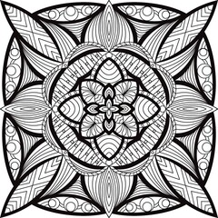 Simple line designs, line drawing for practicing coloring, mandala art, line drawing for making coloring books, printing, covers, patterns on product surfaces.