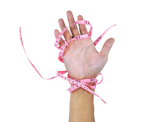 Diet Struggle and Body Image – Measuring Tape Around Hand