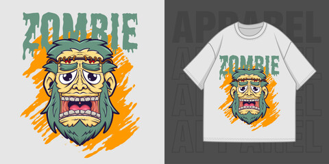 HAND DRAWING ZOMBIE ILLUSTRATION T-SHIRT APPAREL PRINTING DESIGN