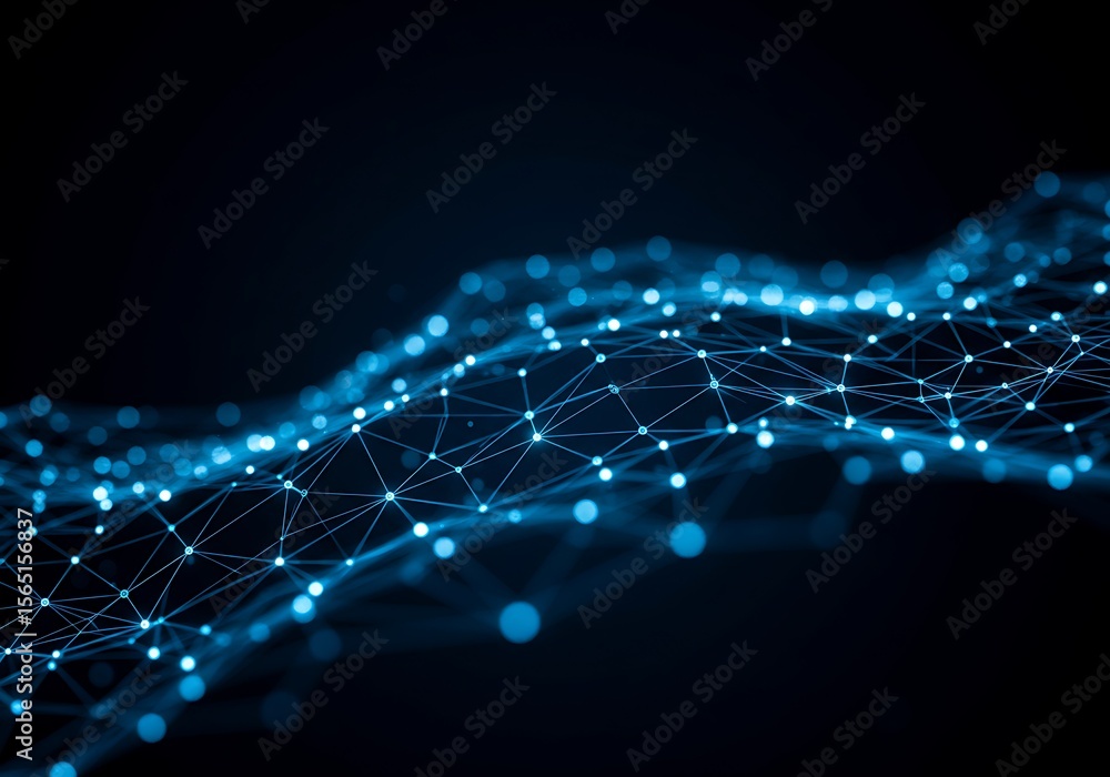 Poster a blue network connection is shown in abstract form