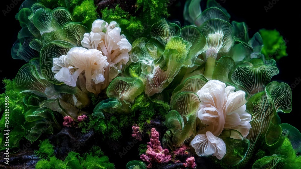 Poster organic microgreens sprouts captured in a macro image shortly after being freshly harvested with det