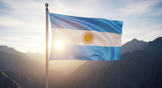 Majestic Argentinian Flag at Sunrise A Stunning National Symbol