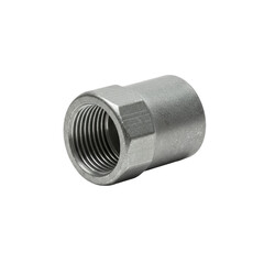 Single, new, pristine LB type conduit body, matte industrial grey die-cast aluminum, isolated on transparent seamless studio background with no shadows, sharp focus, macro lens detail. High-end