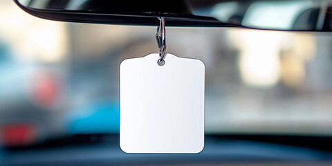 Minimalist blank car interior with hanging tag Generative AI