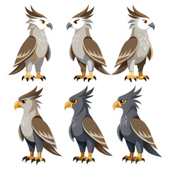 Collection of Stylized Griffin Illustrations with Variations in Color Palette and Design Featuring Six Different Renderings of the Mythical Creature on a Plain White Background