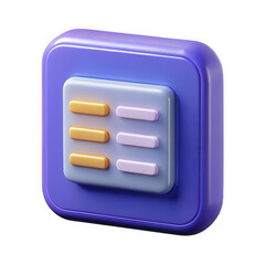 Purple square with rows of yellow and pink buttons