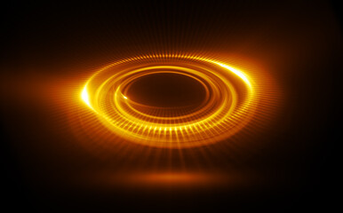 Glow swirl light effect. Circular lens flare. Abstract rotational lines. Power energy element. Luminous sci-fi. Shining neon lights. Magic arena. Swirl trail effect. Glint scene. Dynamic ellipse.