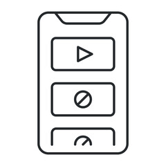 Vector icon representing a media ad block feature, illustrating the controls for video playback and advertising management