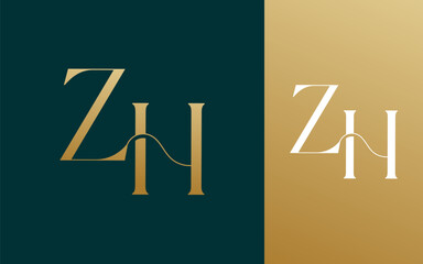 Initial letter ZH HZ logo design vector illustration for couple, wedding, and business