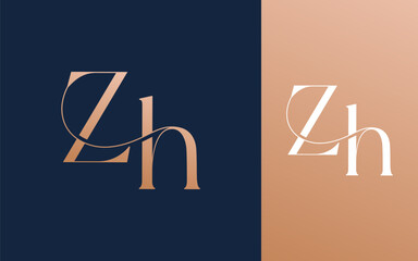 Initial letter ZH HZ logo design vector illustration for couple, wedding, and business