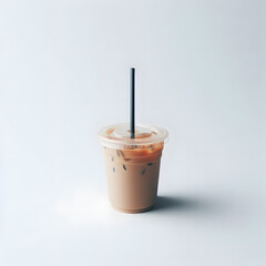 Iced coffee in plastic cup isolated on white background