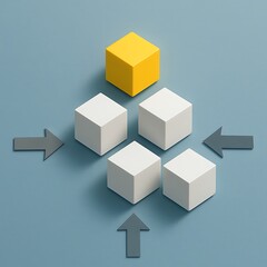 Obraz premium Strategic Direction Yellow Cube Leading White Cubes.