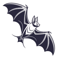 Obraz premium Stylized dark bat with spread wings in flight a graphic illustration for halloween