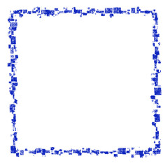 Obraz premium 手描きテクスチャのブルーフレーム
