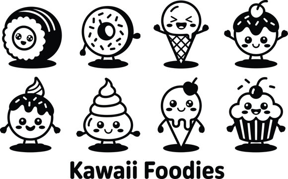 Kawaii Food Characters Sushi Donut Ice Cream Cupcake Designs
