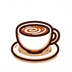Cup of Coffee on Saucer Vector Illustration, Cartoon Clipart, and Line Art Design