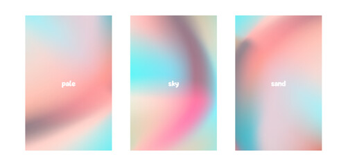 Fototapeta premium Set of pale pastel gradient backgrounds. Pinkish vertical abstract gradients with elegant waves. Simple, silk soft vector banner illustration