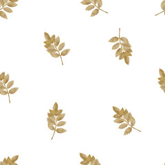 Watercolor autumn leaves seamless pattern. Hand-Painted Simple Watercolor Repeat Design for Fall.
