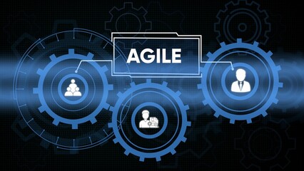Obraz premium Agile development illustration depicting teamwork collaboration and business strategy concept