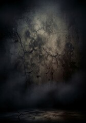 Dark Cracked Wall Background - Spooky, mysterious background featuring a dark, cracked wall with fog or smoke at the bottom. Perfect for horror, thriller, or mystery themes