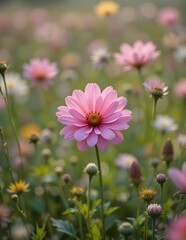 Fototapeta premium pink flower in a field