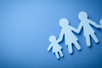 Conceptual representation of a family, including autism support, adoption, and foster care, with an emphasis on mental health and education, symbolized by hands holding a paper cutout in a home