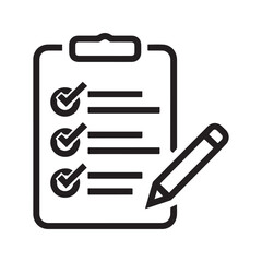 Checklist Icon with Clipboard and Pencil &ndash; Task Management Outline Symbol