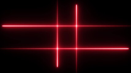 Abstract Neon Glow Square Frame  Pulsating Red Line Loop Animation with Alpha.