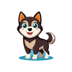 Brown And Black Puppy, Dog, Husky, Funny, icon, Illustrations Set